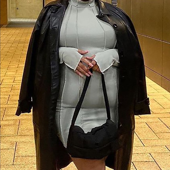 Gimme a Clue Faux Leather Trench Coat - Picture 2 of 6